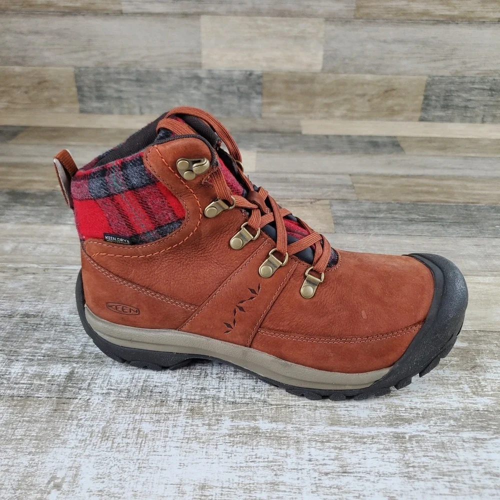 Keen Kaci III Winter‎ Womens Hiking Boots Sz 10 Tortoise Shell Red Waterproof